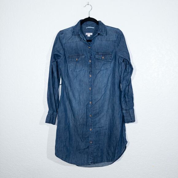 Merona Blue Denim Button Front Shift Dress‎ Size XS - Picture 1 of 7